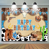 Cowboy Schatz Blau Wagen Alles Gute zum Geburtstag Hintergrund